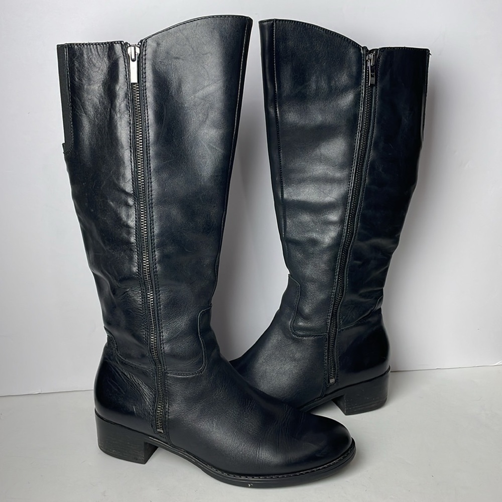 Franco Sarto Cecilia Black Leather Tall Boots 9